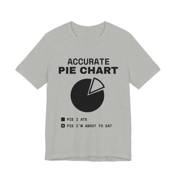 Athletic Heather t-shirt printed in dark ink with a pie chart labeled “Pie I ate” and “Pie I'm about to eat” under the words “Accurate Pie Chart”
